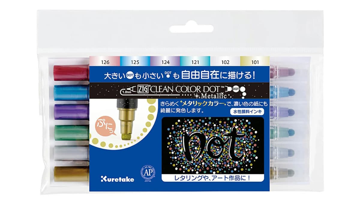 ZIG クリーンカラードット（ツイン）メタリック 6色セット